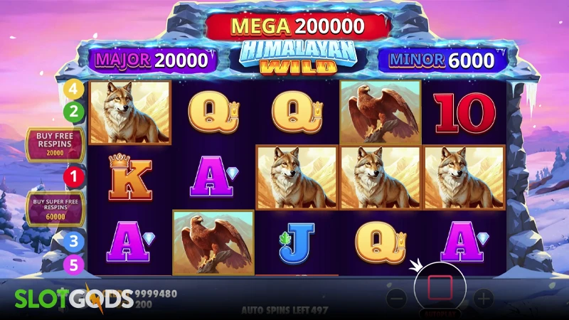 A screenshot of Himalyan Wilds slot gameplay