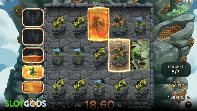 A screenshot of Honey Hunters bonus round gameplay