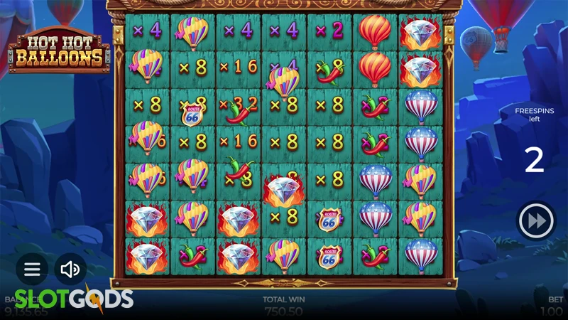 A screenshot of Hot Hot Balloons slot bonus gameplay