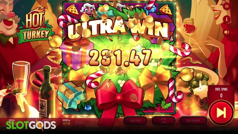 A screenshot of an 'ultra win' in Hot Turkey slot