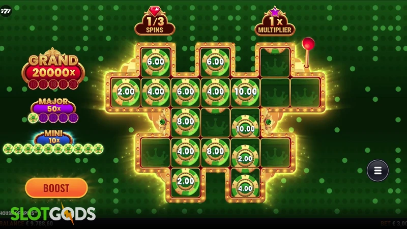 A screenshot of House of Spins slot free spins gameplay