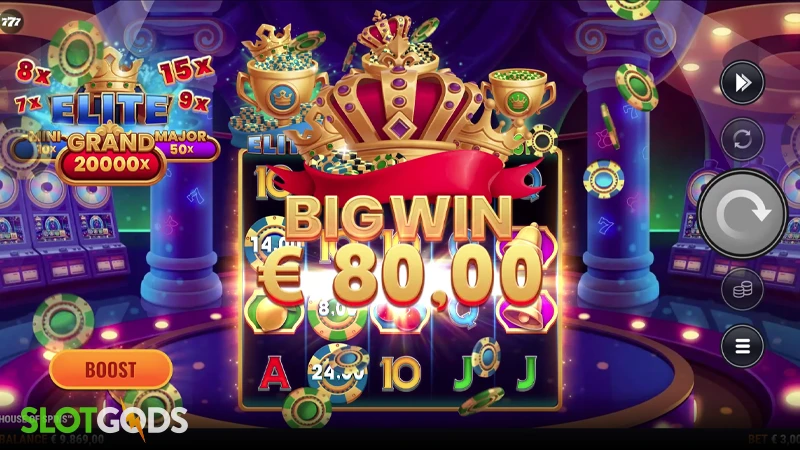 A screenshot of a big win in House of Spins slot