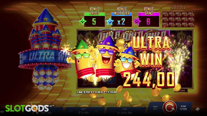A screenshot of a big win in Hyper Gold All In slot