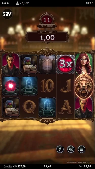 A screenshot of Immortal Romance 2 bonus round gameplay