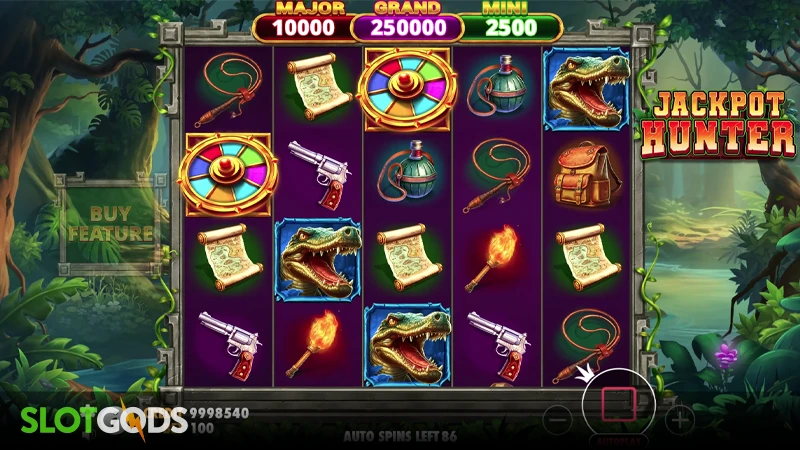 A screenshot of Jackpot Hunter slot gameplay