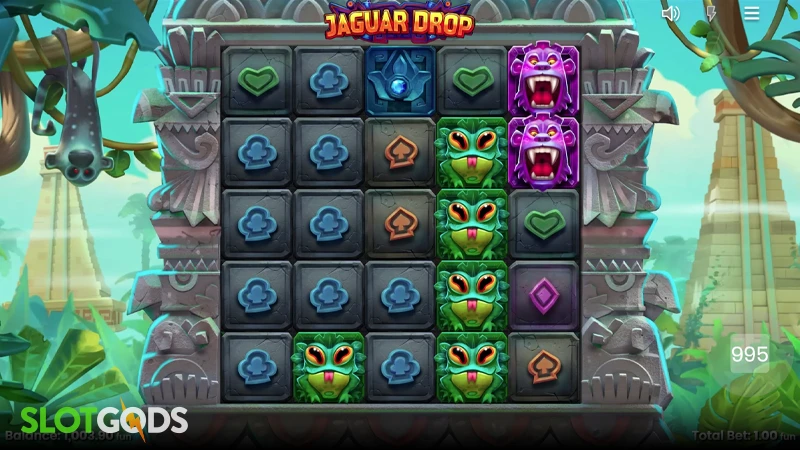 A screenshot of Jaguar Drop slot gameplay