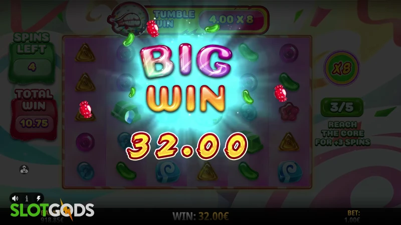 A screenshot of a big win in Jawbreaker slot