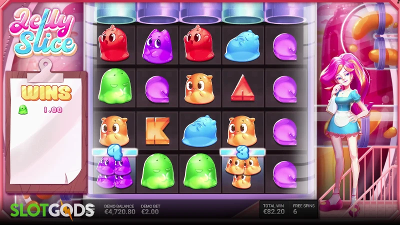 A screenshot of the bonus round in Jelly Slice slot