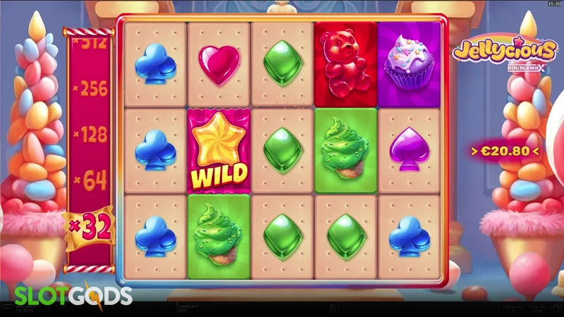 A screenshot of Jellycious DoubleMax free spins gameplay