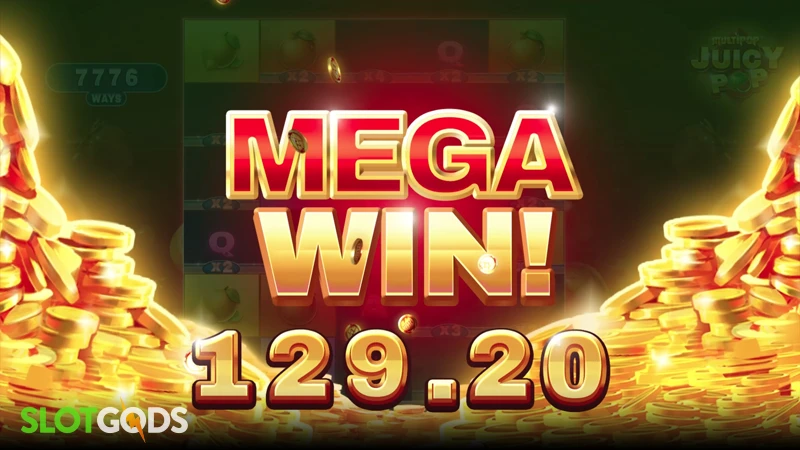 A screenshot of a mega win in JuicyPop slot