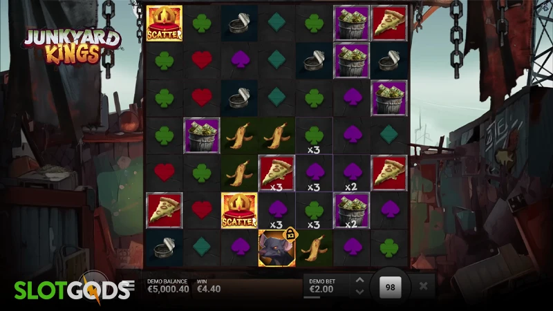 A screenshot of Junkyard Kings slot gameplay