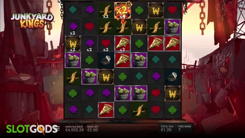 A screenshot of Junkyard Kings slot bonus round gameplay