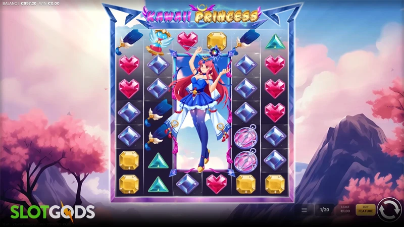 A screenshot of Kawaii Princess slot gameplay