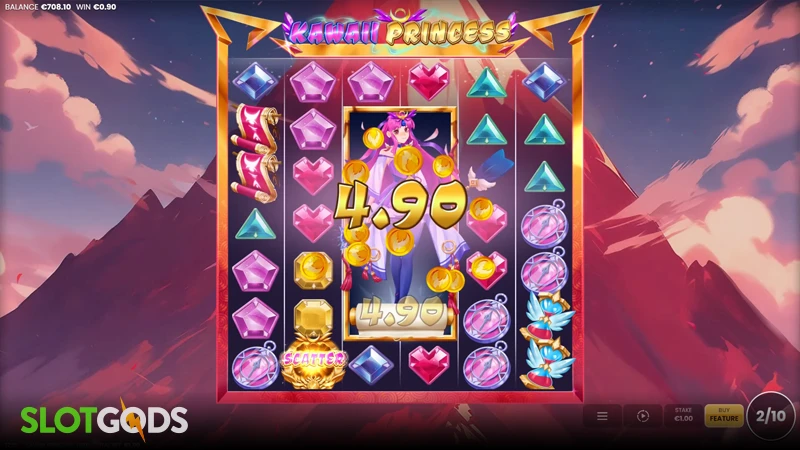 A screenshot of Kawaii Princess slot bonus round