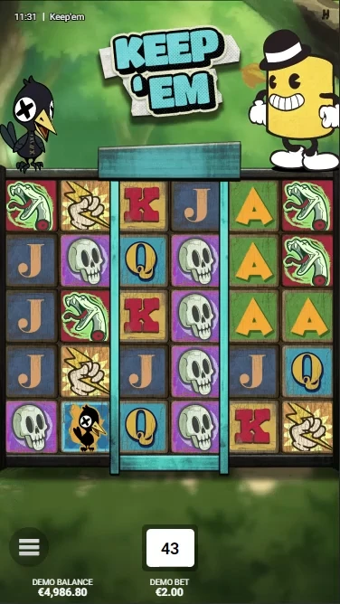 A gameplay screenshot of Keep Em slot by hacksaw