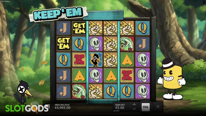 A gameplay screenshot of Keep Em slot by hacksaw