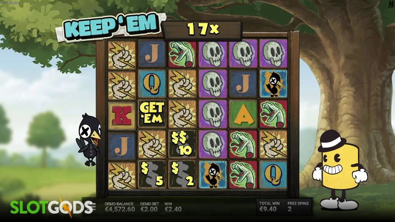 A gameplay screenshot of Keep Em's bonus round
