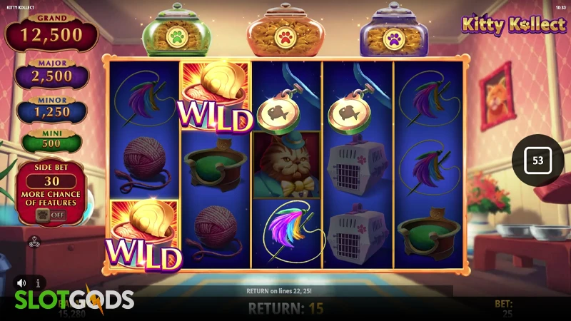 A screenshot of Kitty Kollect slot gameplay