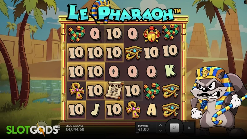 A screenshot of Le Pharaoh slot gameplay