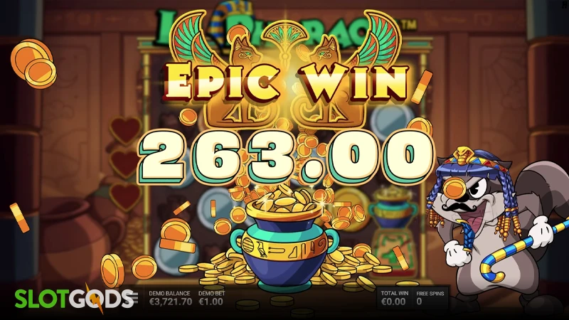 A screenshot of a big win in Le Pharaoh slot