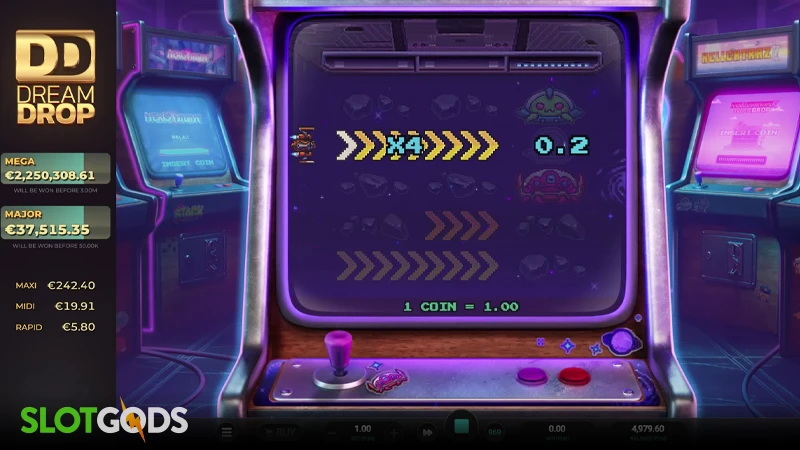 A screenshot of Line Busters Dream Drop slot gameplay