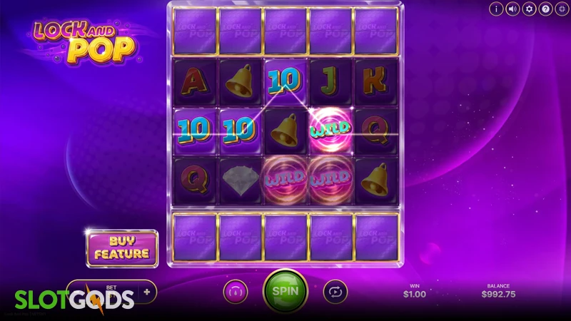 A screenshot of Lock and Pop slot gameplay