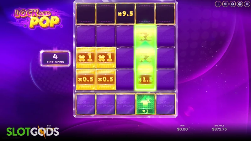 A screenshot of Lock and Pop slot feature gameplay
