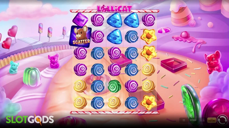 A screenshot of Lollicat slot gameplay