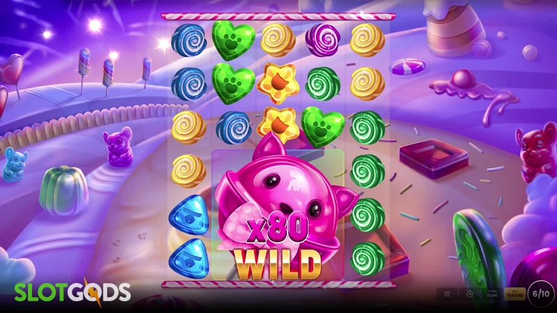 A screenshot of Lollicat slot feature gameplay