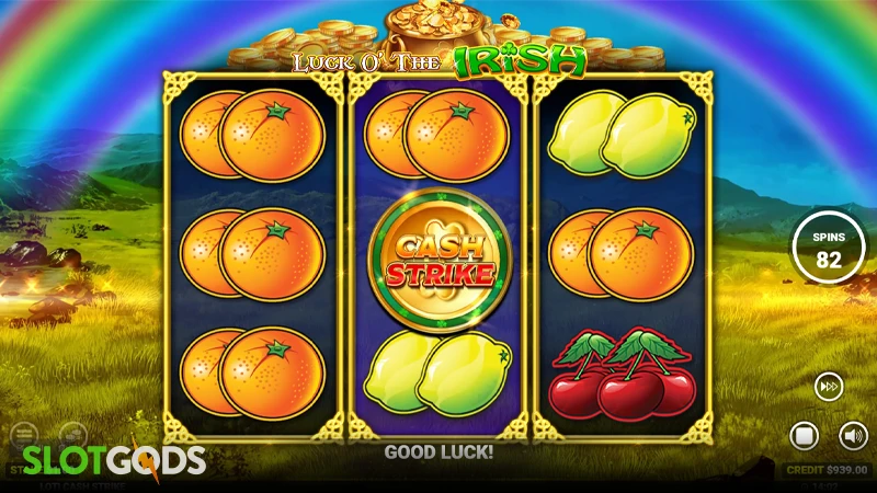 A screenshot of Luck O' The Irish Cash Strike slot gameplay