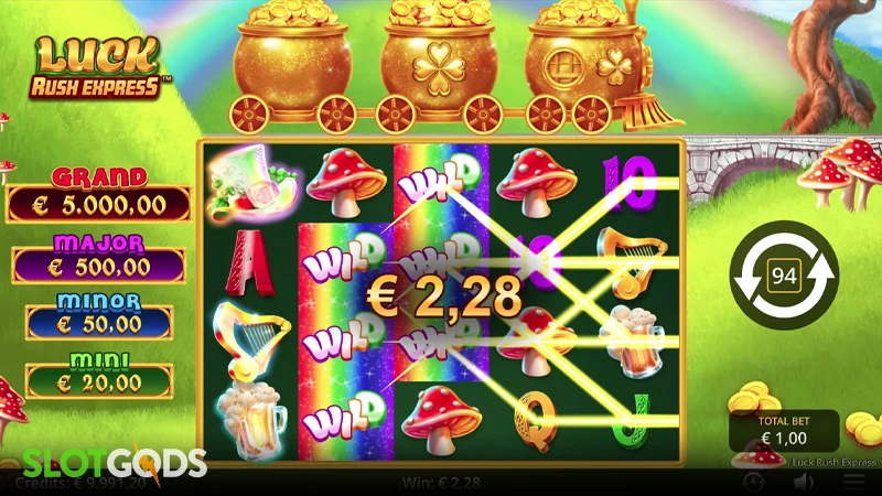 A screenshot of Luck Rush Express slot gameplay