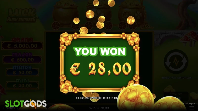 A screenshot of a big win in Luck Rush Express slot