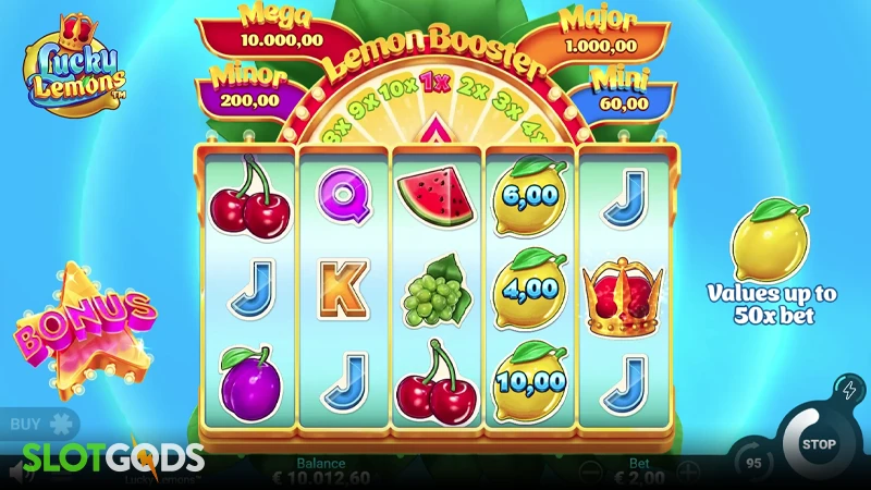 A screenshot of Lucky Lemons slot gameplay