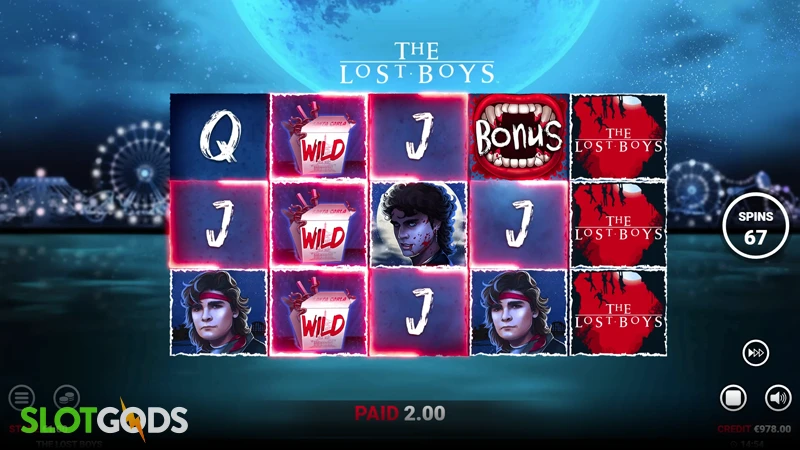 A screenshot of The Lost Boys slot gameplay