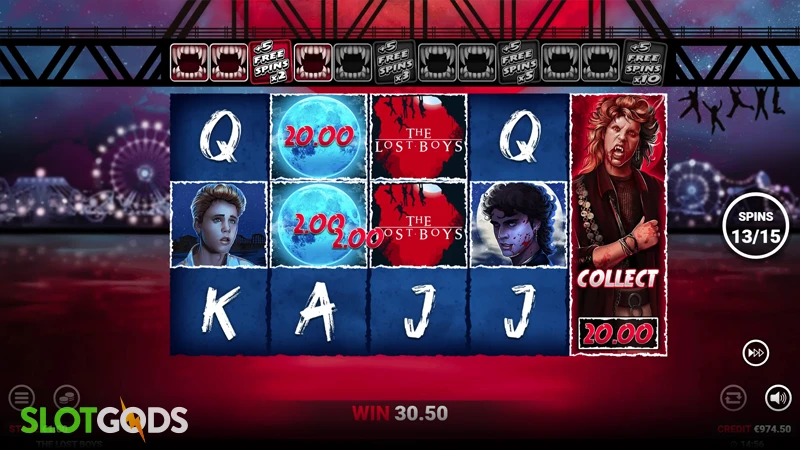 A screenshot of The Lost Boys slot bonus gameplay