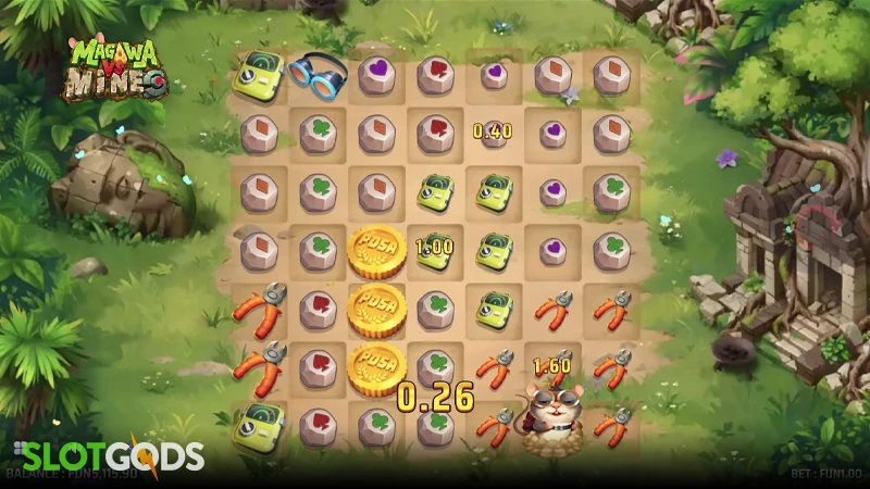 A screenshot of Magawa vs Mines slot gameplay