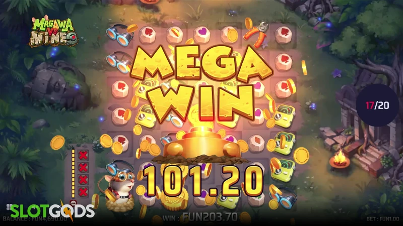 A screenshot of a big win in Magawa vs Mines slot