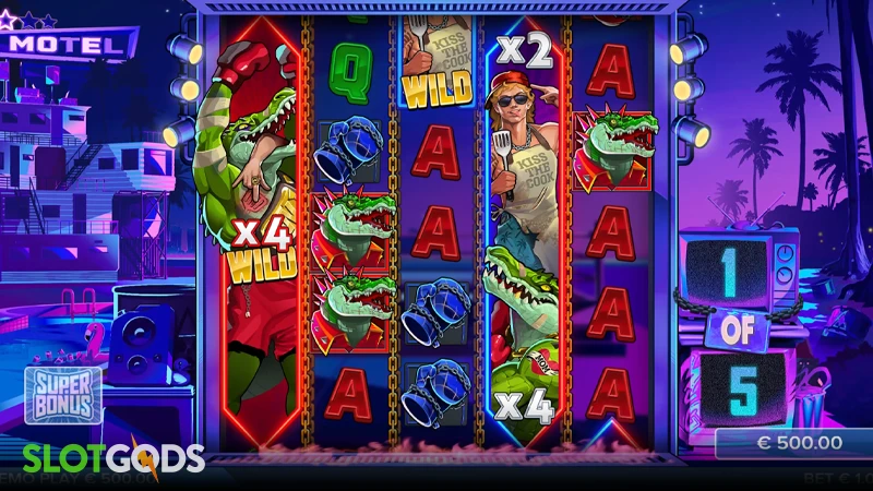 A screenshot of Man vs Gator bonus gameplay