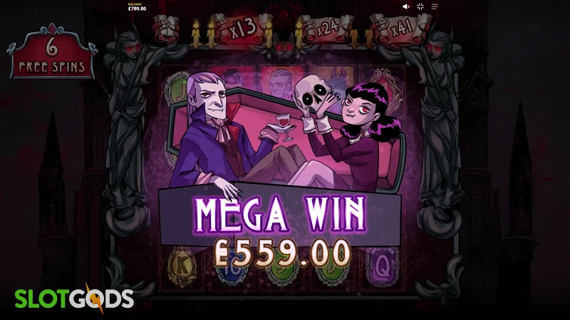 A screenshot of a big win in Midnight Thirst Deadspins