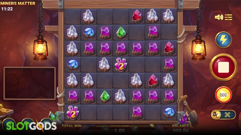 A screenshot of Miners Matter slot gameplay