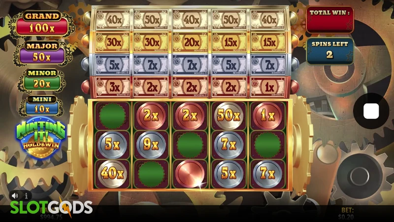 A screenshot of Minting It! slot by iSoftBet bonus gameplay