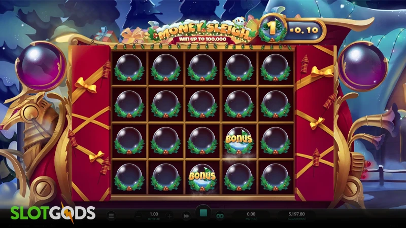 A screenshot of Money Sleigh slot gameplay