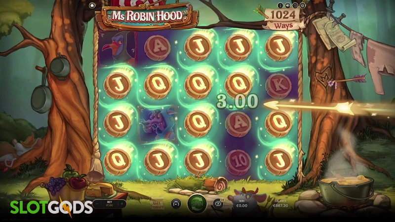 A screenshot of Ms Robin Hood slot gameplay