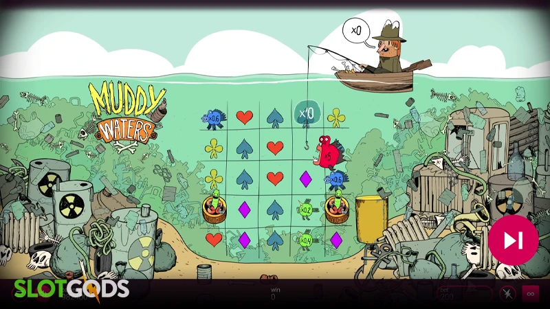 A screenshot of Muddy Waters slot gameplay