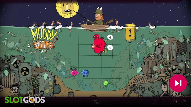 A screenshot of Muddy Waters slot free spins gameplay