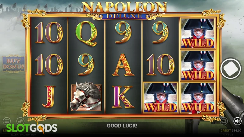 A screenshot of Napoleon Deluxe slot gameplay