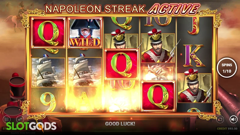 A screenshot of Napoleon Deluxe slot free spins gameplay