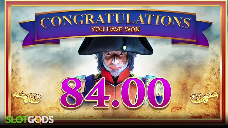 A screenshot of a big win in Napoleon Deluxe slot