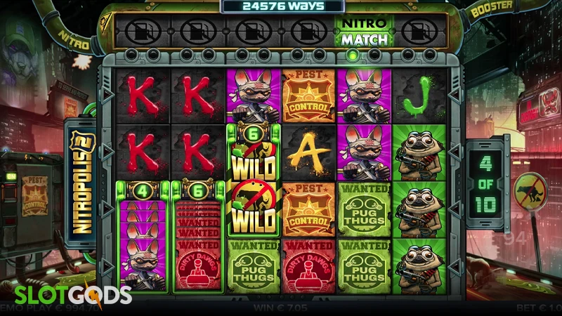 A screenshot of Nitropolis 2 free spins