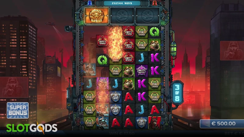 A screenshot of Nitropolis 5 slot feature gameplay